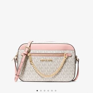 Michael Kors jet set large logo crossbody pink purse